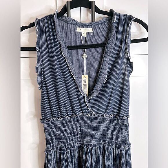 Max Studio Blue Sleeveless V-Neck Midi Dress - XS- NWT - Picture 4 of 8
